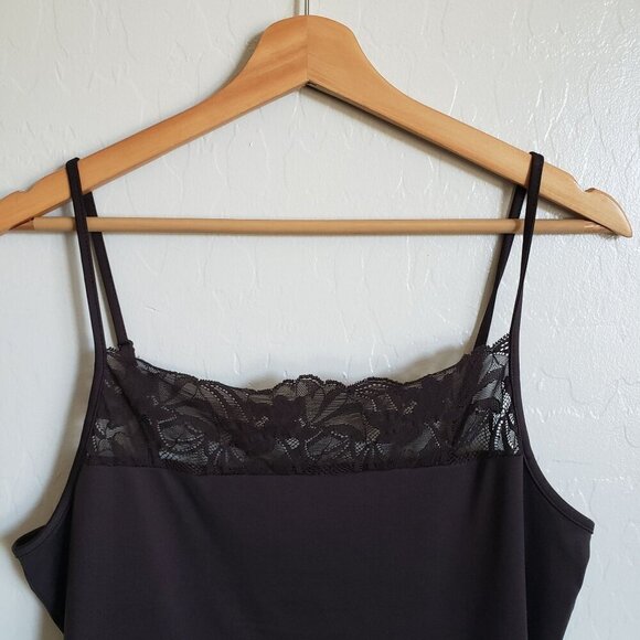 Luciano Dante Y2K Lace Trim Camisole Tank Top Brown Size Women's XL USA Stretchy - Picture 3 of 8